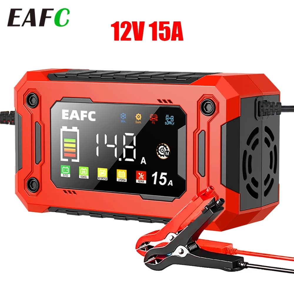 Ładowarka do akumulatora 12 V 15 A / 8 A z ekranem LCD – EAFC