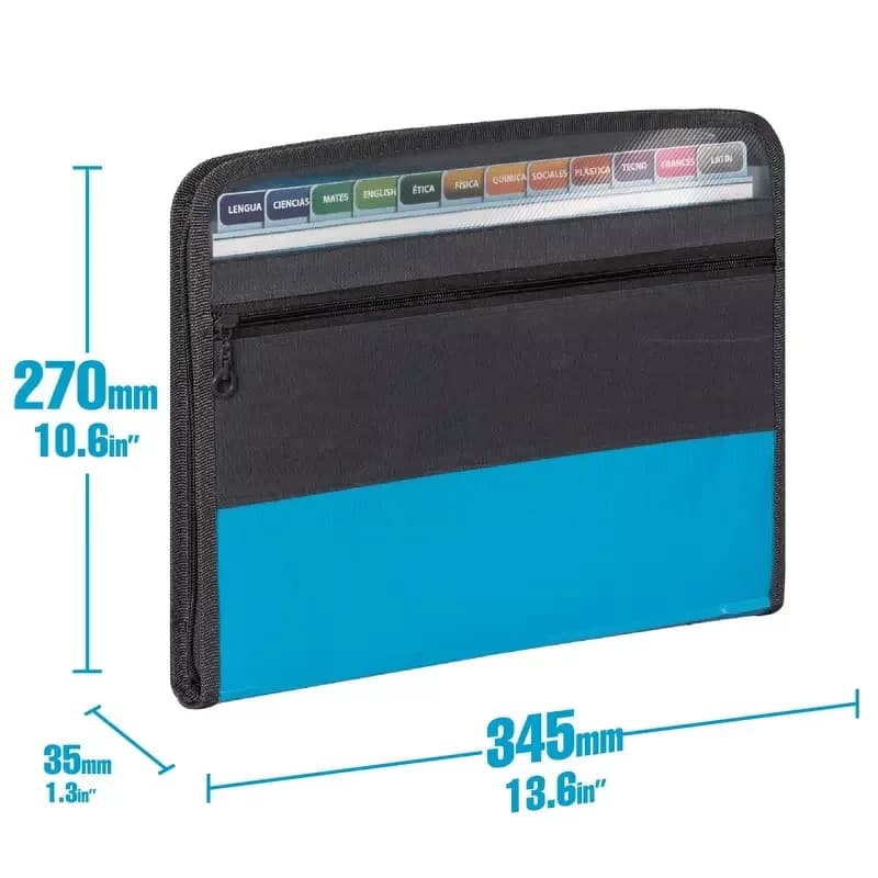 Teczka harmonijkowa z zamkiem i kieszenią na długopisy