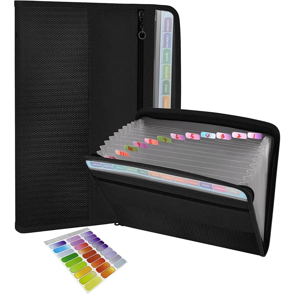 Teczka harmonijkowa z zamkiem i kieszenią na długopisy