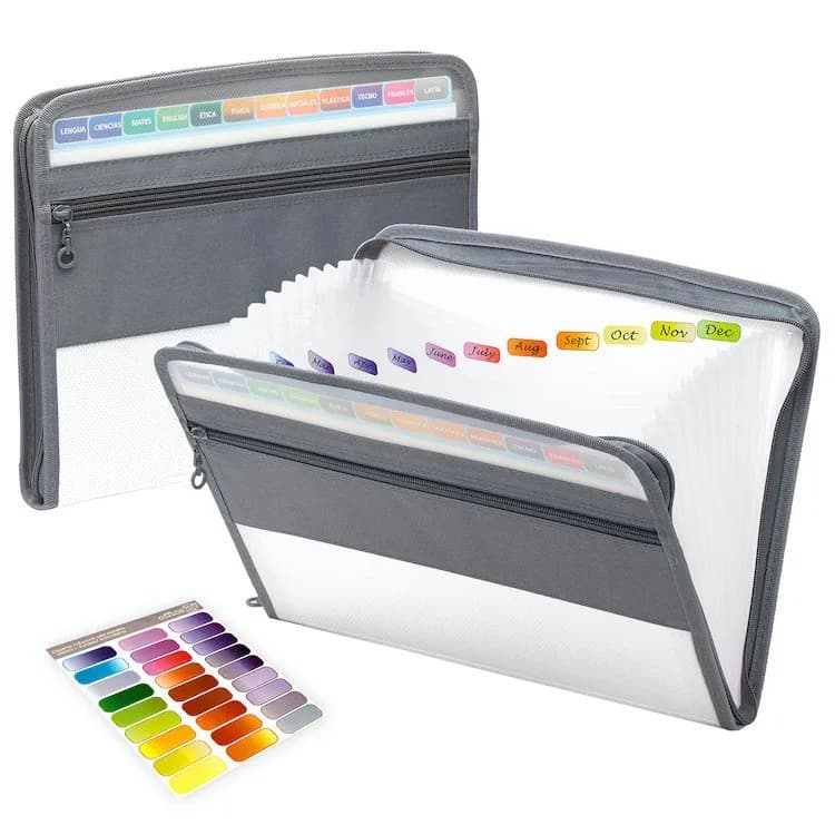 Teczka harmonijkowa z zamkiem i kieszenią na długopisy