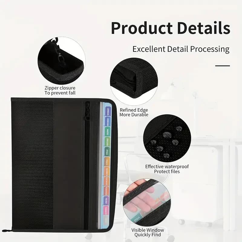 Teczka harmonijkowa z zamkiem i kieszenią na długopisy