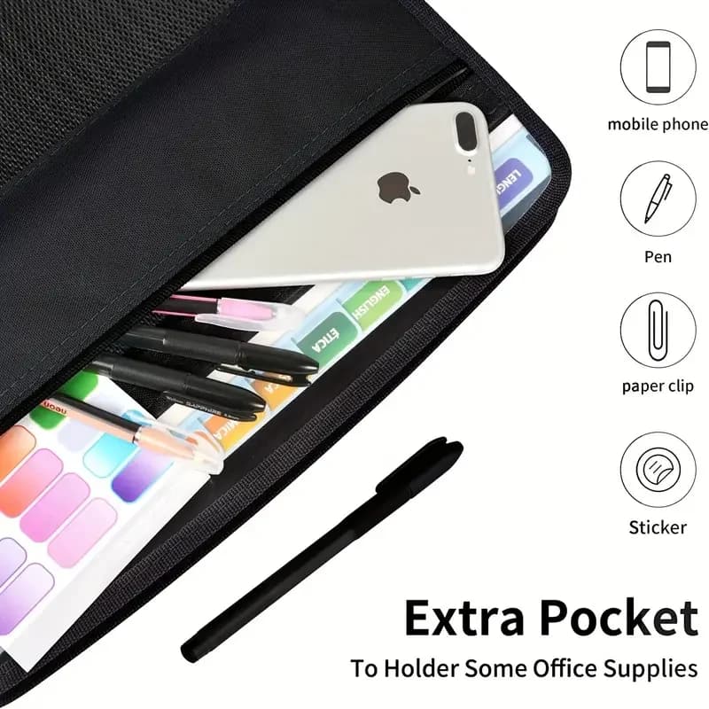 Teczka harmonijkowa z zamkiem i kieszenią na długopisy